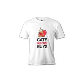 Lord T-Shirt MB-910 Cats Before Guys Beyaz Erkek T-Shirt