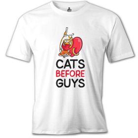 Lord T-Shirt MB-910 Cats Before Guys Beyaz Erkek T-Shirt