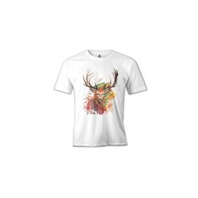 Lord T-Shirt MB-953 Geyik Forest Beyaz Erkek T-Shirt