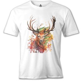 Lord T-Shirt MB-953 Geyik Forest Beyaz Erkek T-Shirt