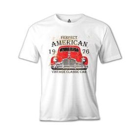 Lord T-Shirt MB-965 Amerikan Klasik Araba Beyaz Erkek T-Shirt