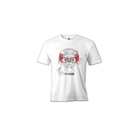Lord T-Shirt MB-975 Köpek Müzik Beyaz Erkek T-Shirt