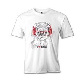 Lord T-Shirt MB-975 Köpek Müzik Beyaz Erkek T-Shirt