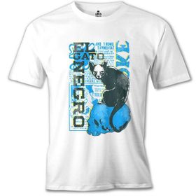 Lord T-Shirt MB-976 Kara Kedi Beyaz Erkek T-Shirt