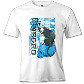 Lord T-Shirt MB-976 Kara Kedi Beyaz Erkek T-Shirt