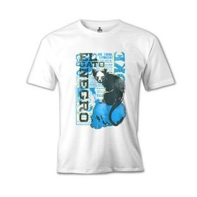 Lord T-Shirt MB-976 Kara Kedi Beyaz Erkek T-Shirt