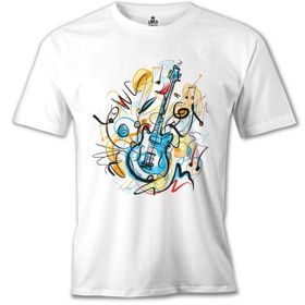 Lord T-Shirt MB-988 Gitar Kandinsky Beyaz Erkek T-Shirt