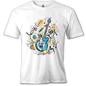 Lord T-Shirt MB-988 Gitar Kandinsky Beyaz Erkek T-Shirt