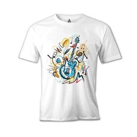 Lord T-Shirt MB-988 Gitar Kandinsky Beyaz Erkek T-Shirt