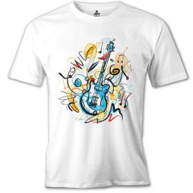 Lord T-Shirt MB-988 Gitar Kandinsky Beyaz Erkek T-Shirt