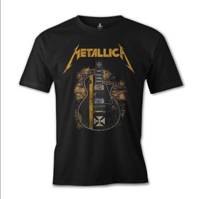 Lord T-Shirt Metallica - Guitar in Sand Siyah Erkek T-shirt