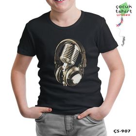 Lord T-Shirt Microphone & Headphone Siyah Erkek T-shirt