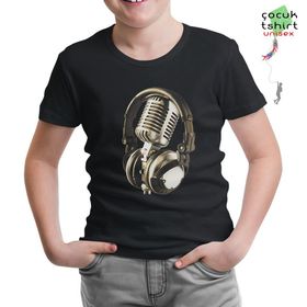 Lord T-Shirt Microphone & Headphone Siyah Erkek T-shirt