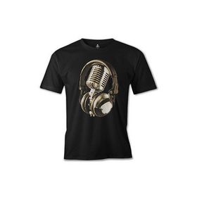 Lord T-Shirt Microphone & Headphone Siyah Erkek T-shirt