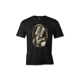 Lord T-Shirt Microphone & Headphone Siyah Erkek T-shirt