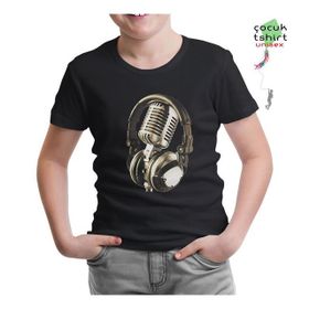 Lord T-Shirt Microphone & Headphone Siyah Erkek T-shirt