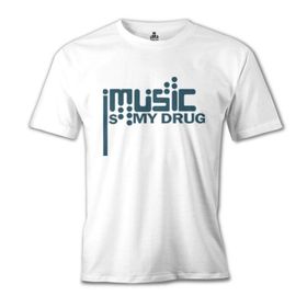 Lord T-Shirt Music İs My Drug Logo Beyaz Erkek T-Shirt