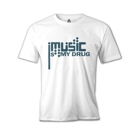 Lord T-Shirt Music İs My Drug Logo Beyaz Erkek T-Shirt
