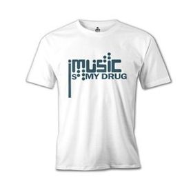 Lord T-Shirt Music İs My Drug Logo Beyaz Erkek T-Shirt