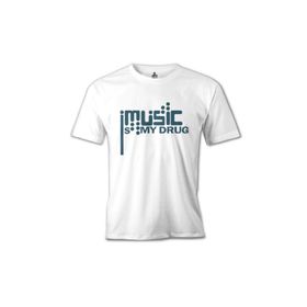 Lord T-Shirt Music İs My Drug Logo Beyaz Erkek T-Shirt