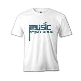 Lord T-Shirt Music İs My Drug Logo Beyaz Erkek T-Shirt