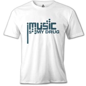 Lord T-Shirt Music İs My Drug Logo Beyaz Erkek T-Shirt