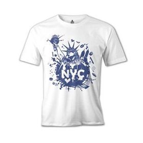 Lord T-Shirt New York Özgürlük Anıtı Beyaz Erkek T-Shirt