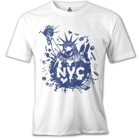 Lord T-Shirt New York Özgürlük Anıtı Beyaz Erkek T-Shirt