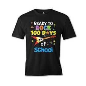 Lord T-Shirt ÖS-476 Erkek T-Shirt100 Days Of School Ready To Rock Siyah