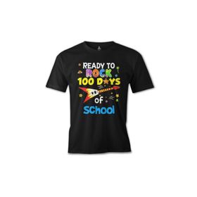 Lord T-Shirt ÖS-476 Erkek T-Shirt100 Days Of School Ready To Rock Siyah