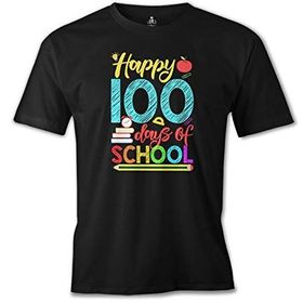 Lord T-Shirt ÖS-479 100 Days Of School - Happy Siyah Erkek T-shirt