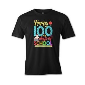 Lord T-Shirt ÖS-479 100 Days Of School - Happy Siyah Erkek T-shirt