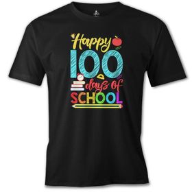 Lord T-Shirt ÖS-479 100 Days Of School - Happy Siyah Erkek T-shirt