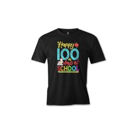 Lord T-Shirt ÖS-479 100 Days Of School - Happy Siyah Erkek T-shirt