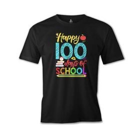 Lord T-Shirt ÖS-479 100 Days Of School - Happy Siyah Erkek T-shirt