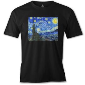 Lord T-Shirt ÖS-482 Van Gogh Yıldızlı Gece Siyah Erkek T-Shirt