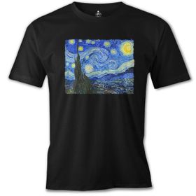 Lord T-Shirt ÖS-482 Van Gogh Yıldızlı Gece Siyah Erkek T-Shirt