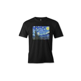 Lord T-Shirt ÖS-482 Van Gogh Yıldızlı Gece Siyah Erkek T-Shirt