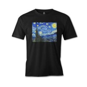 Lord T-Shirt ÖS-482 Van Gogh Yıldızlı Gece Siyah Erkek T-Shirt