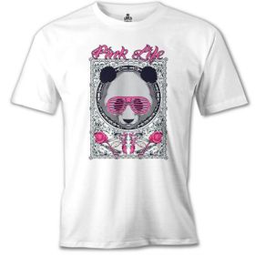 Lord T-Shirt Panda Pembe Beyaz Erkek T-Shirt