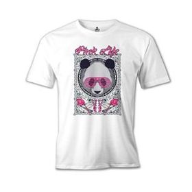 Lord T-Shirt Panda Pembe Beyaz Erkek T-Shirt