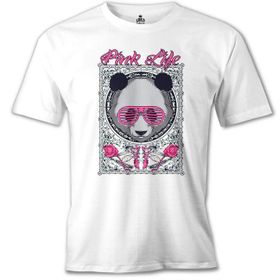 Lord T-Shirt Panda Pembe Beyaz Erkek T-Shirt