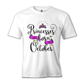 Lord T-Shirt Princesses Born in October Beyaz Erkek T-shirt