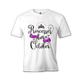 Lord T-Shirt Princesses Born in October Beyaz Erkek T-shirt