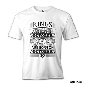 Lord T-Shirt Real Kings Born on October - Date Beyaz Erkek T-shirt