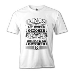 Lord T-Shirt Real Kings Born on October - Date Beyaz Erkek T-shirt