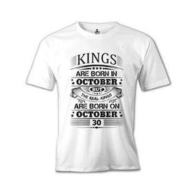 Lord T-Shirt Real Kings Born on October - Date Beyaz Erkek T-shirt