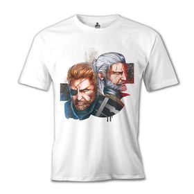 Lord T-Shirt The Witcher - Geralt vs Solid Snake Beyaz Erkek T-shirt