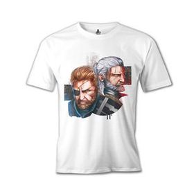 Lord T-Shirt The Witcher - Geralt vs Solid Snake Beyaz Erkek T-shirt