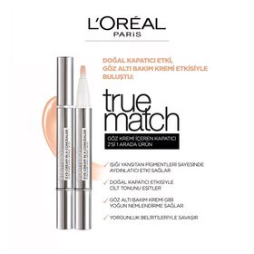 Loreal Paris 2'si 1 Arada 1-2R True Match Göz Kremi İçeren Kapatıcı